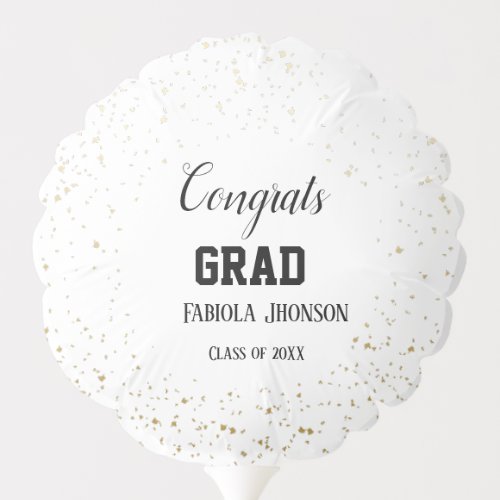 Whimsical white script graduation party  balloon