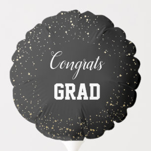 Whimsical white script graduation party balloon