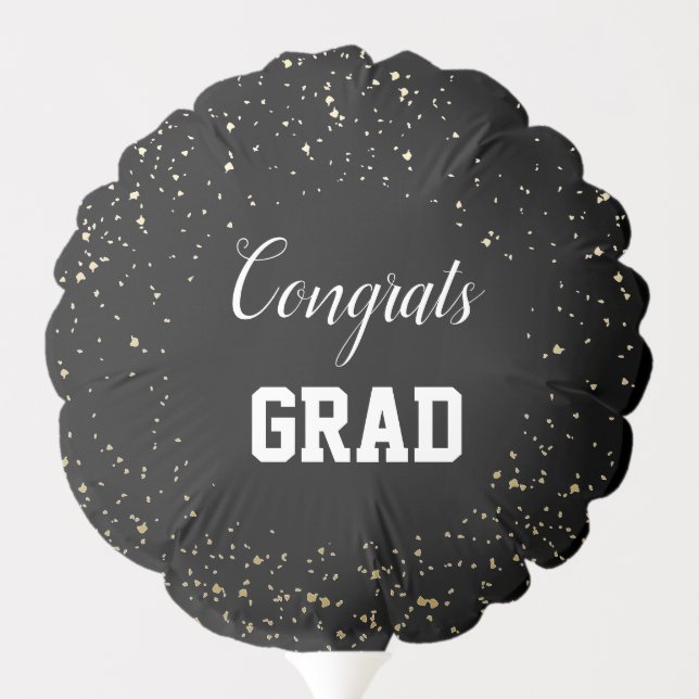 Whimsical  white script graduation party  balloon (Back)