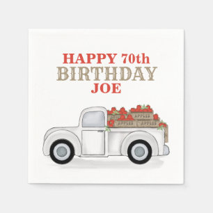 Whimsical White Truck with Apple Crates Napkins