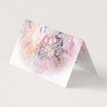 Whimsical White Watercolor Mandala Design Business Card by Trendy_arT at Zazzle