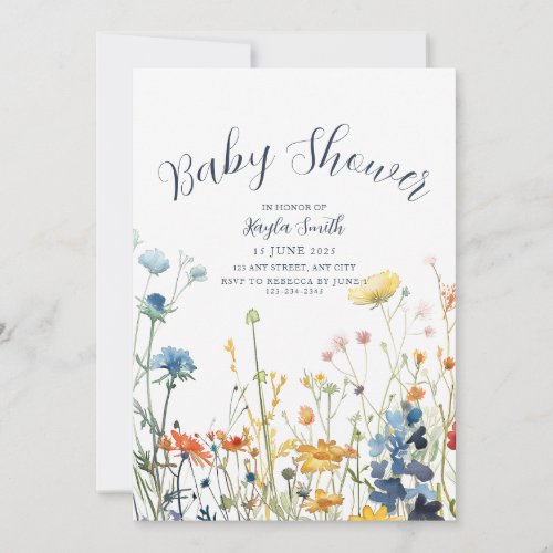 Whimsical White Wildflower Invitation