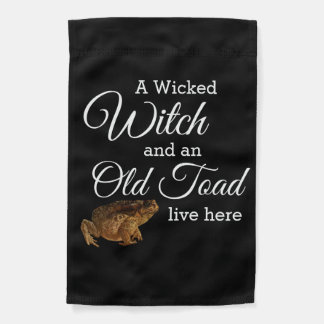 Whimsical Wicked Witch and Old Toad  Garden Flag