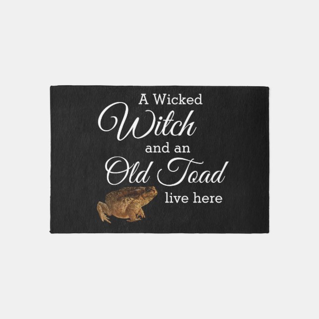 Whimsical Wicked Witch and Old Toad  Outdoor Rug (Front)