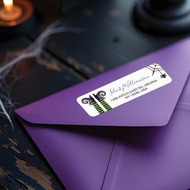 Whimsical Wicked Witch & Spider Halloween Label (Whimsical Wicked Witch & Spider Halloween Label)