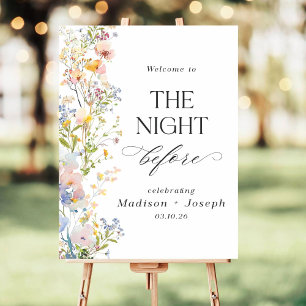 Whimsical Wild Flowers The Night Before Sign, Rehe Foam Board