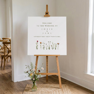 Whimsical Wild Flowers Wedding Welcome Sign