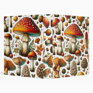 Whimsical Wild Mushrooms 3 Ring Binder
