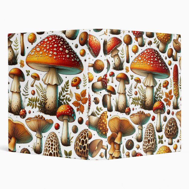 Whimsical Wild Mushrooms 3 Ring Binder (Background)