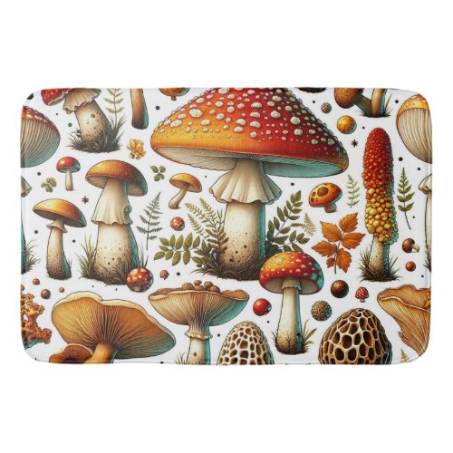 Whimsical Wild Mushrooms Bath Mat