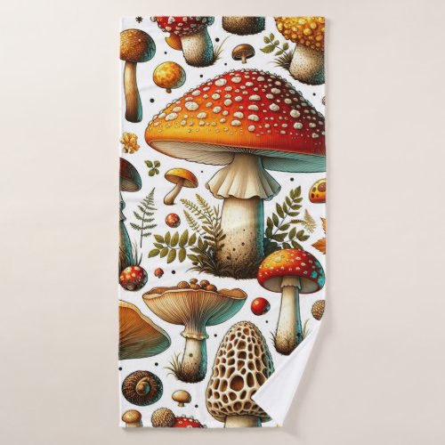 Whimsical Wild Mushrooms Bath Towel Set