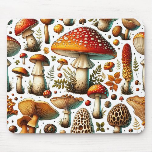 Whimsical Wild Mushrooms Mouse Pad