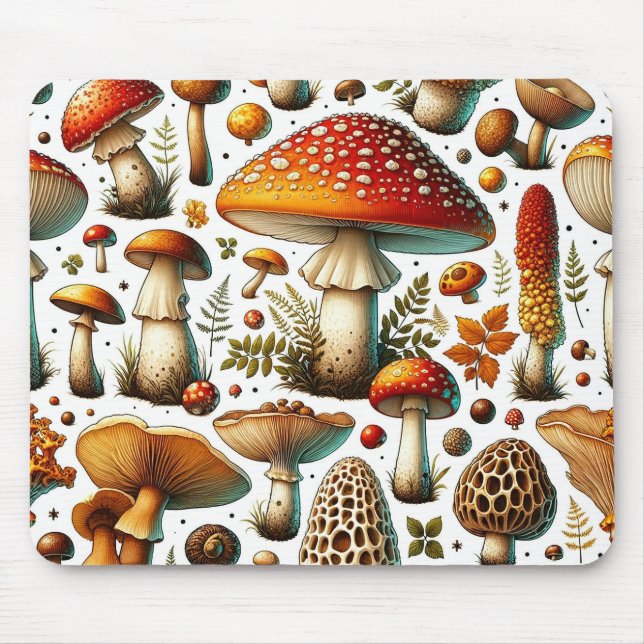 Whimsical Wild Mushrooms Mouse Pad (Front)