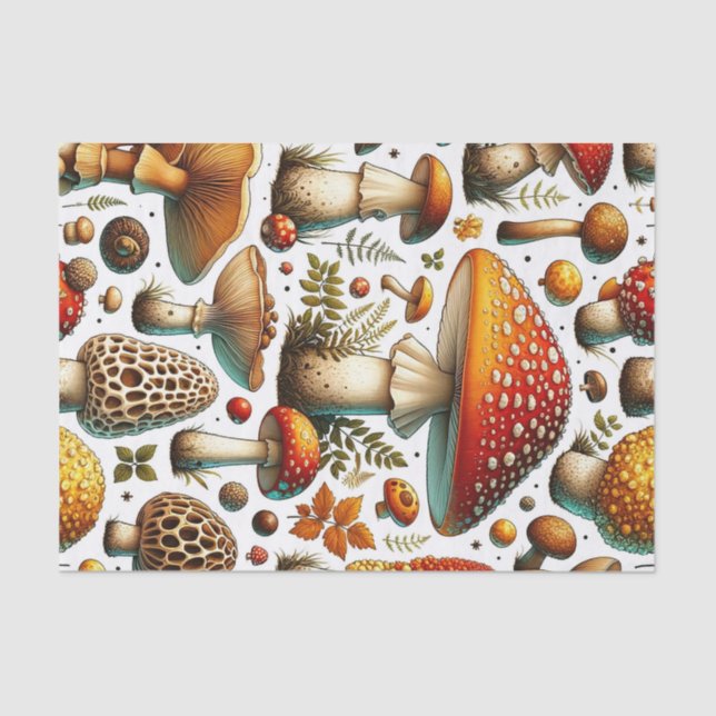 Whimsical Wild Mushrooms Tissue Paper (Front)