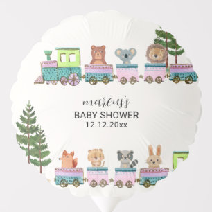 Whimsical Wild Safari Choo Choo Train Baby Shower Balloon