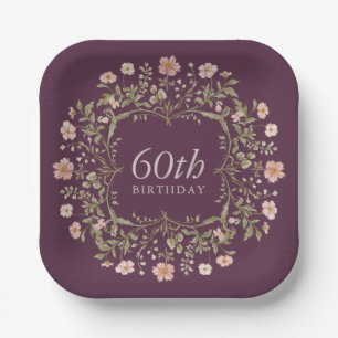 Whimsical Wildflower 60th Birthday Plates