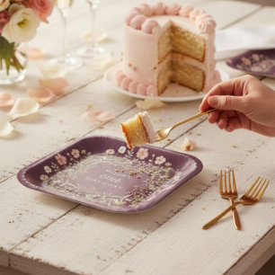 Whimsical Wildflower 60th Birthday Plates