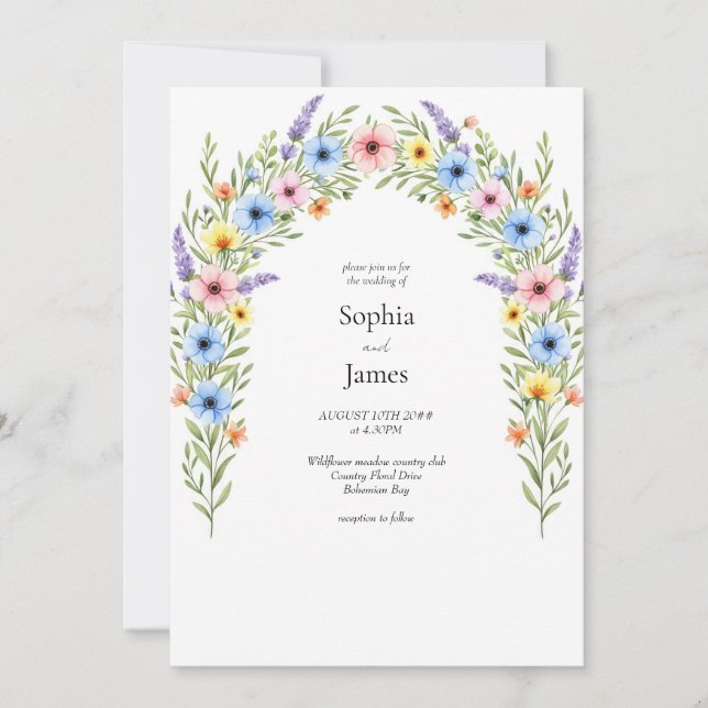 Whimsical Wildflower Arch Wedding Invitation (Front)