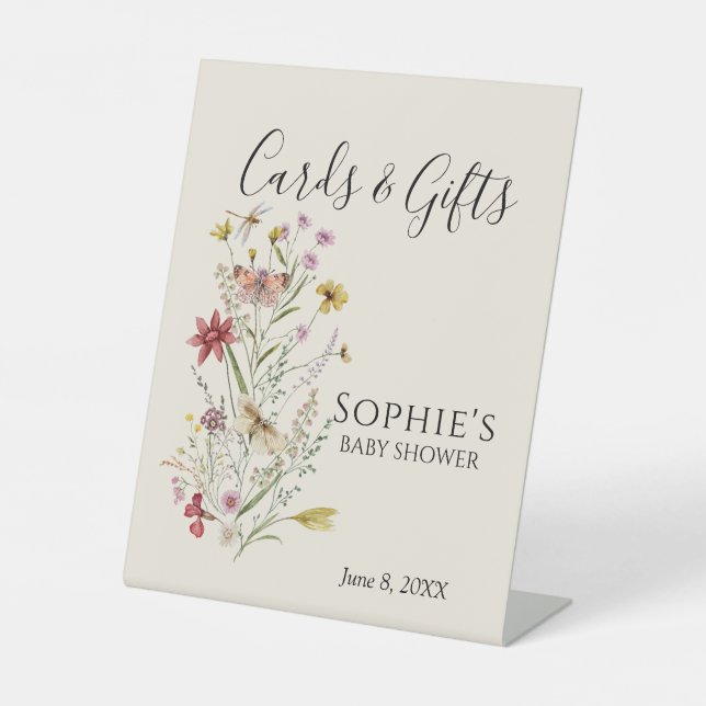Whimsical Wildflower Baby In Bloom Cards & Gifts Pedestal Sign (Front)