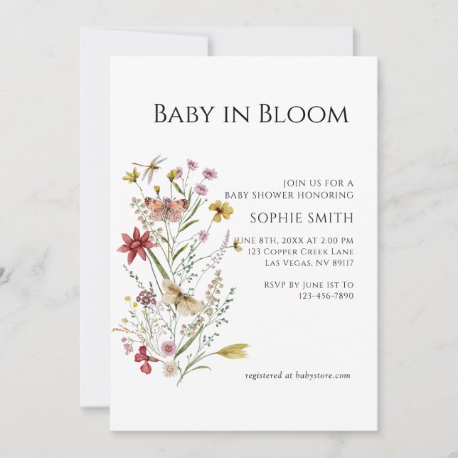 Whimsical Wildflower Baby In Bloom Invitation (Front)