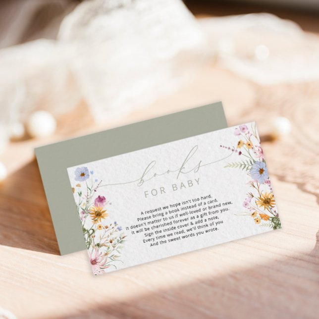 Whimsical Wildflower Baby Shower books Enclosure Card (Creator Uploaded)