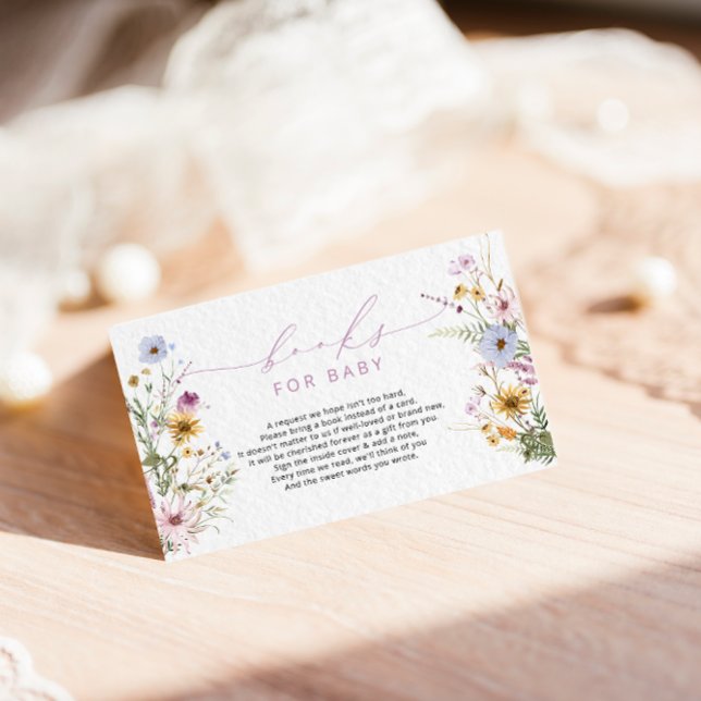 Whimsical Wildflower Baby Shower books Enclosure Card (Creator Uploaded)