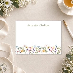 Whimsical Wildflower Bloom Colorful Spring Floral Note Card