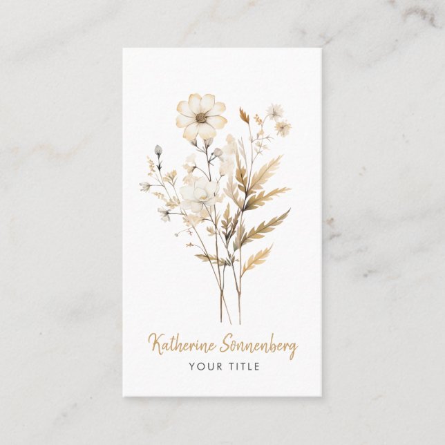Whimsical Wildflower Blooms Business Card (Front)