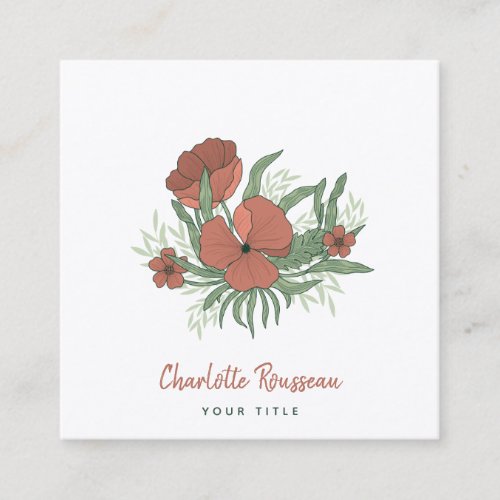 Whimsical Wildflower Blooms Floral Square Business Card