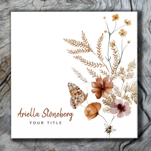 Whimsical Wildflower Blooms Floral  Square Business Card