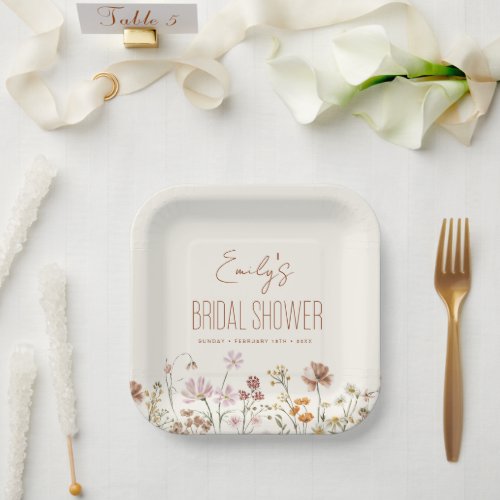 Whimsical Wildflower Boho Bridal Shower In Bloom Paper Plates