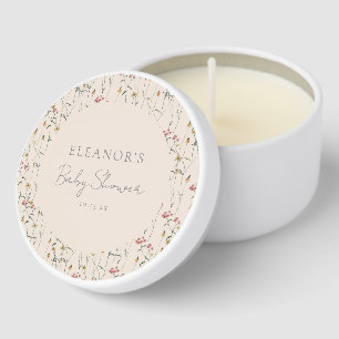 Whimsical Wildflower Botanical Custom Baby Shower Mini Candle Favors