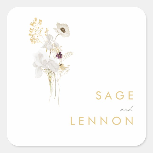 Whimsical Wildflower Bouquet Envelope Seals (Front)