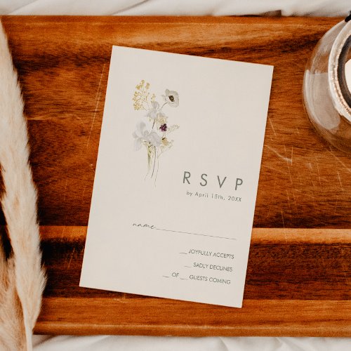 Whimsical Wildflower Bouquet  Ivory RSVP Card
