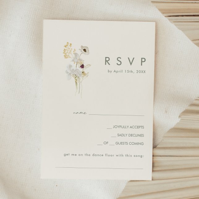 Whimsical Wildflower Bouquet | Ivory Song Request RSVP Card (Creator Uploaded)