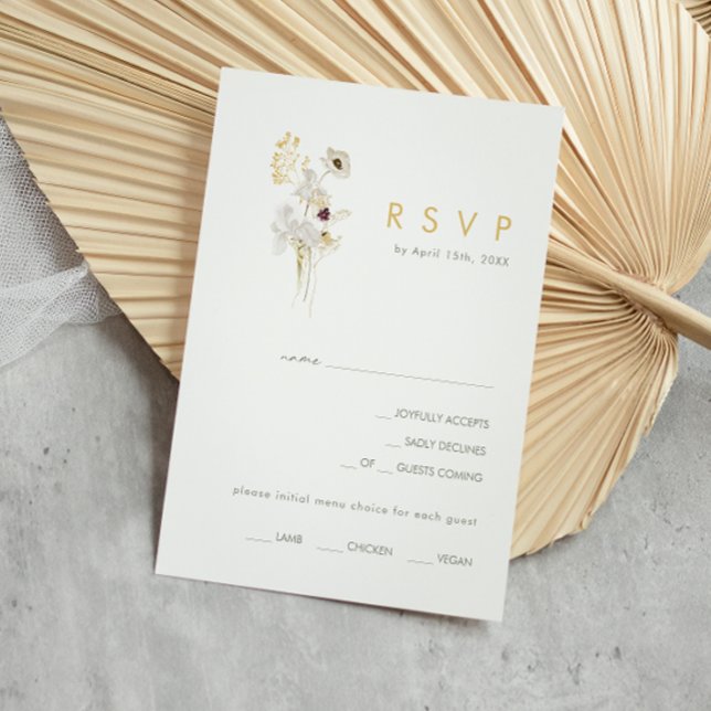 Whimsical Wildflower Bouquet Menu Choice RSVP Card (Creator Uploaded)