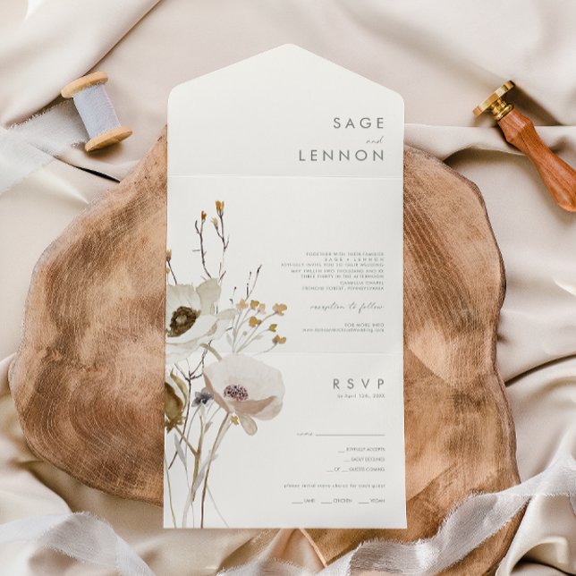 Whimsical Wildflower Bouquet Seal And Send All In One Invitation (Creator Uploaded)