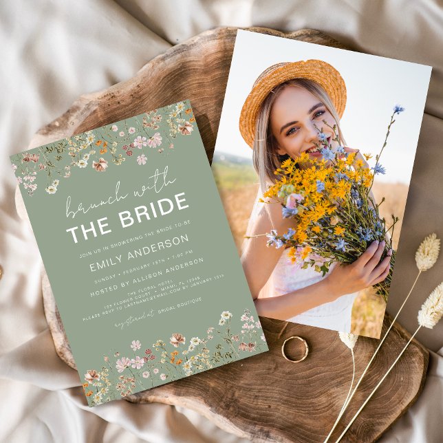Whimsical Wildflower Bridal Shower Brunch Photo Invitation (Creator Uploaded)