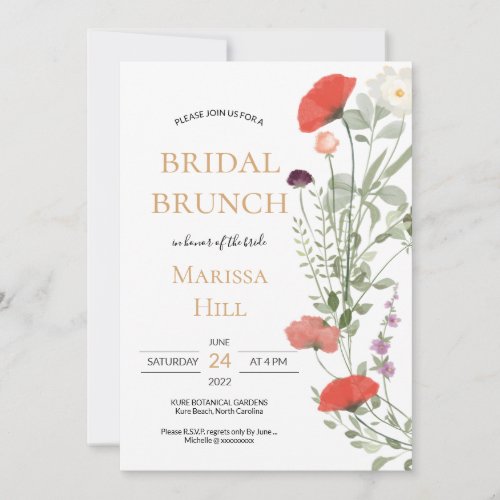 Whimsical Wildflower Bridal Shower Invitation