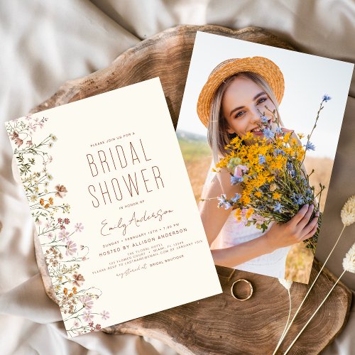 Whimsical Wildflower Bridal Shower Photo  Invitation