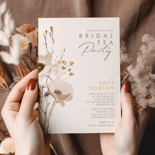 Whimsical Wildflower Bridal Tea Party Invitation
