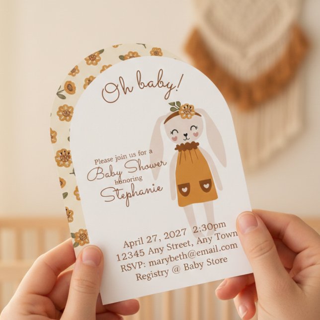 Whimsical Wildflower Bunny Baby Shower Invite (Baby shower invitation)