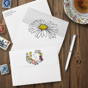 Whimsical Wildflower Butterfly Mushroom Wedding Envelope