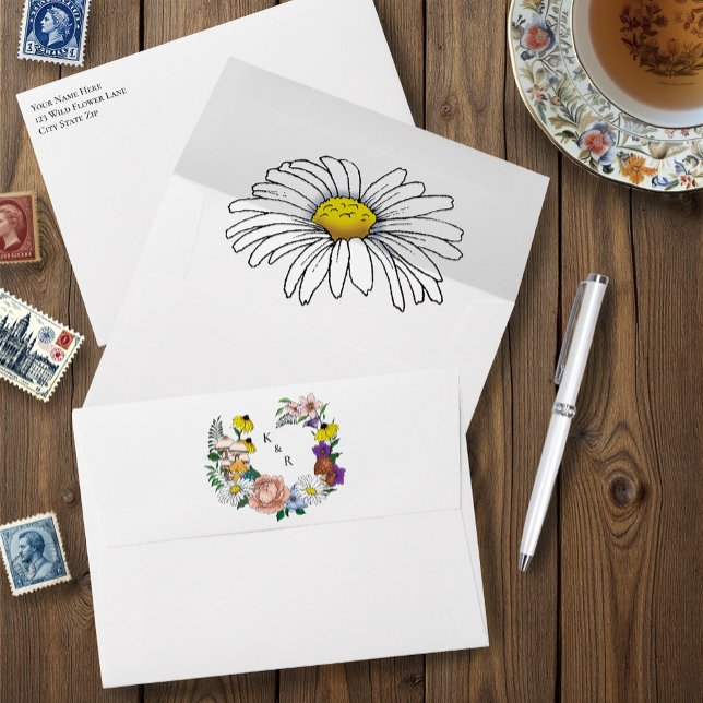 Whimsical Wildflower Butterfly Mushroom Wedding Envelope (Creator Uploaded)