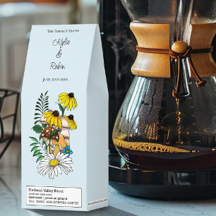 Whimsical Wildflower Butterfly Mushrooms Wedding Roasted Coffee