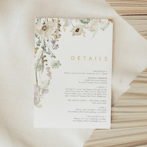 Whimsical Wildflower Details Enclosure Card