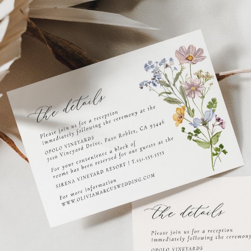 Whimsical Wildflower Details Enclosure Card