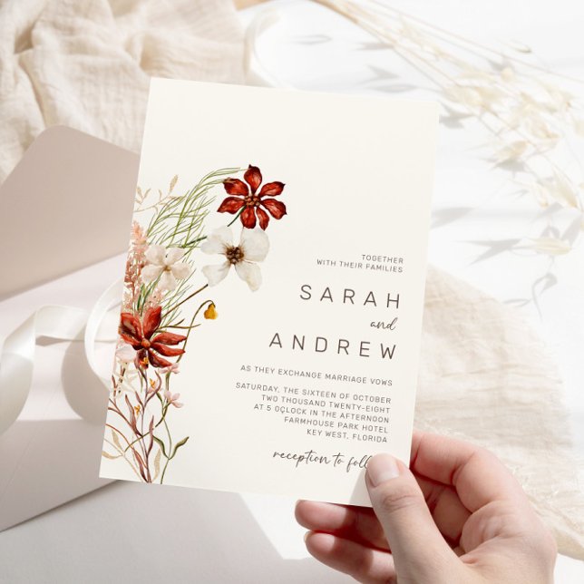 Whimsical Wildflower | Dried Flowers Wedding Invitation (Creator Uploaded)