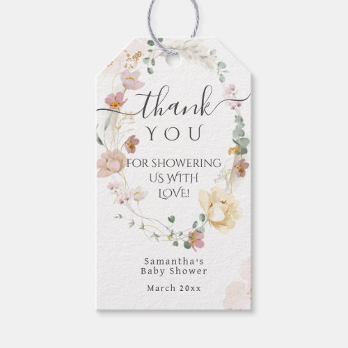 Whimsical Wildflower Elegant Boho Baby Shower Gift Tags