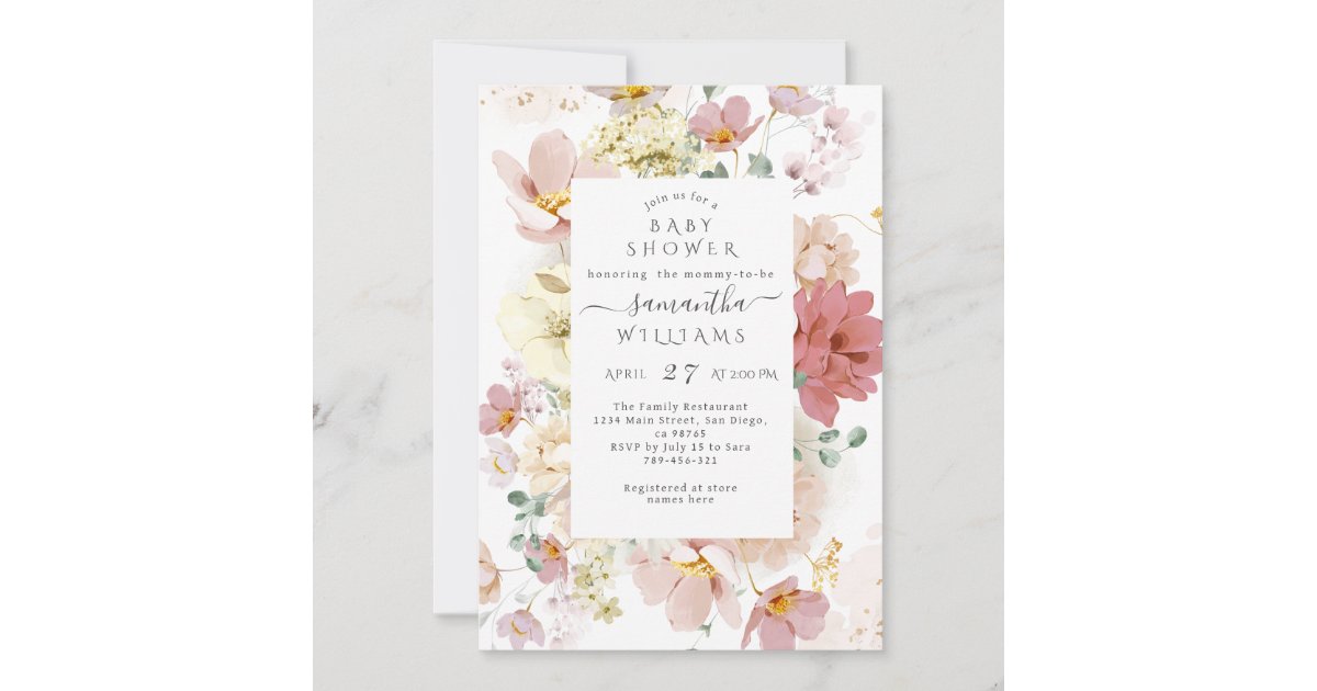 Boho Wildflower Baby Shower Invitation